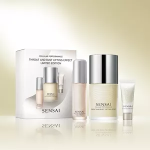 Throat and Bust Lifting Effect Limited Edition Set products shown next to each other with abstract neutral background